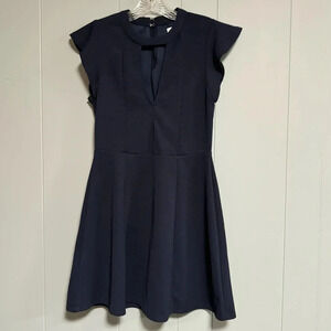 BCBGeneration Flutter Sleeve Keyhole Neckline Navy Dress Size Small NEVER WORN